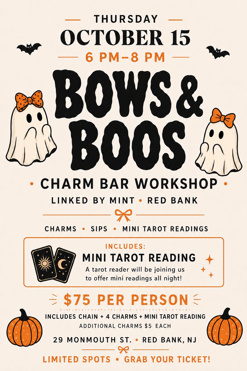 Bows & Boos Halloween Charm Bar Workshop 🎀👻